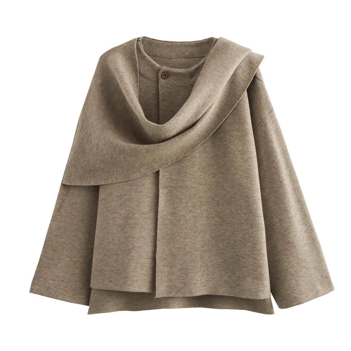 Scarf-Accent Woolen Overcoat