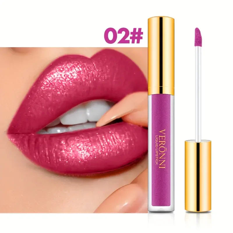 10-Color Diamond Shimmer Liquid Lipstick Set