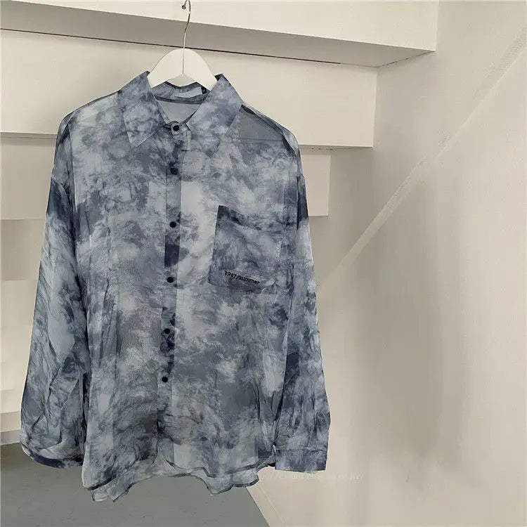 Shirts Women Fashion Tie Dye Harajuku Gothic Top New Korean Loose Casual Clothes Sun-proof Embroidery All-match Summer Holiday 7