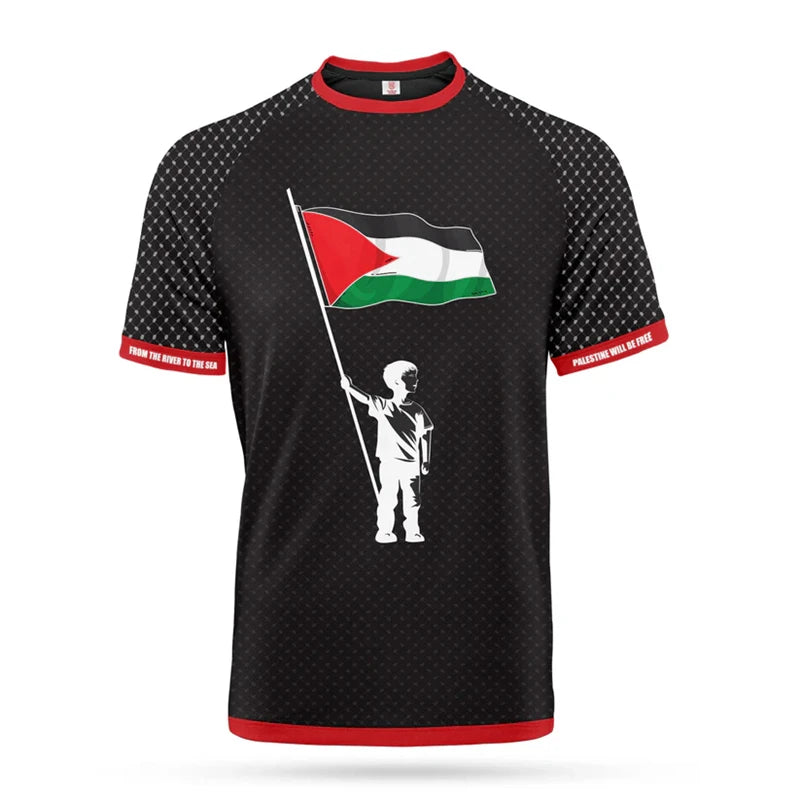 Fashion Palestine Flag Football T Shirts Summer Casual 3D Printed Mens Sports Jersey Loose O Neck Quick Dry Breathable Tees Tops 4