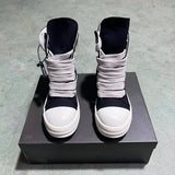 Designer Women Sneaker High Top Jumbo Lace Up Men Shoe Black Luxury Casual Street Canvas Shoe Zip Platform Flat Ankle Boot