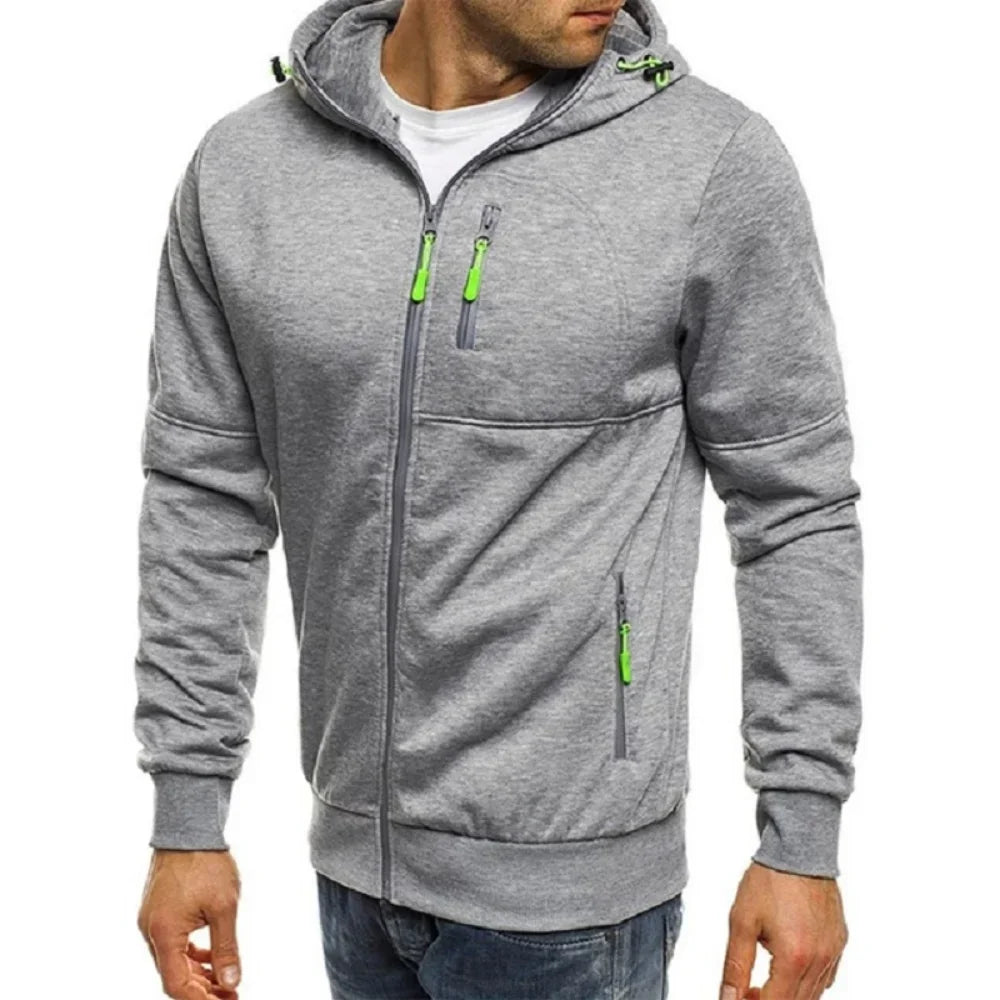 Men's Hoodies Long Sleeve Sweatshirt Zipper Design Hooded Sweatshirt for Men Clothing Sportswear Slim Fit Casual Jacket 4