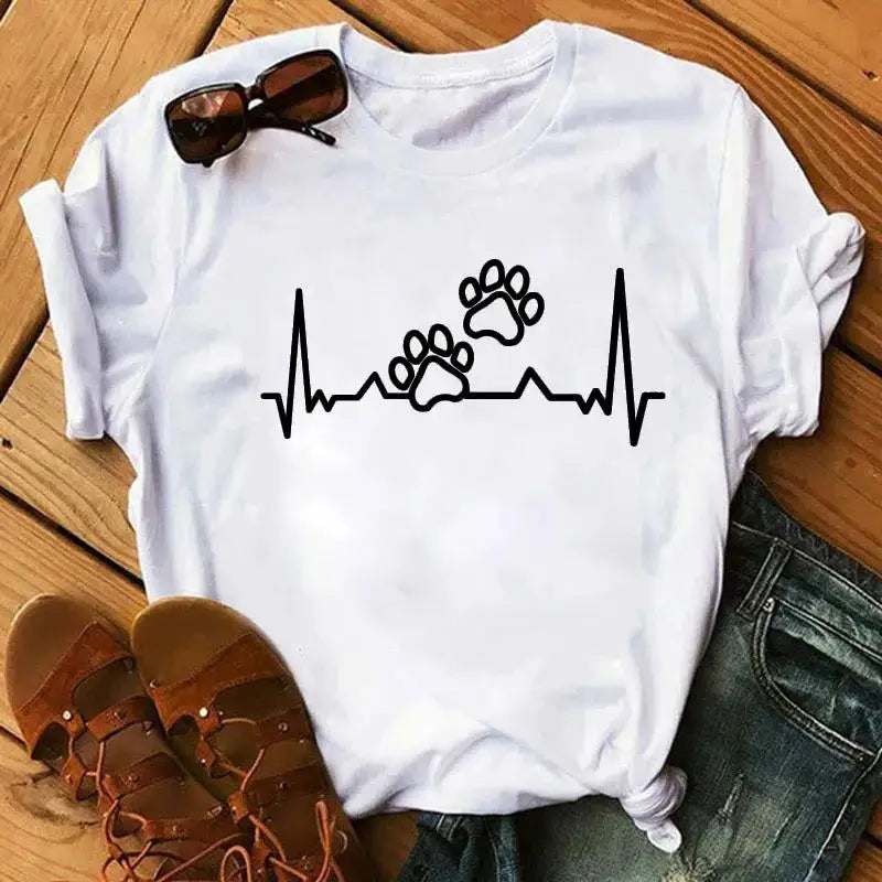 Unisex Colorful Heart & Paw Print T-Shirt