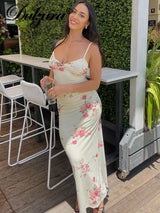 Dulzura Sexy Y2K Clothes Floral Print Sleeveless Backless Bodycon Maxi Dresses For Women 2023 Club Birthday Party Elegant Outfit 4