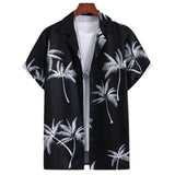 3D Printed Men's Lapel Shirt - Geometric Design, Short Sleeve Hawaiian Style