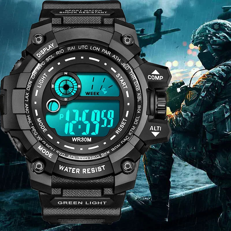 Men LED Digital Watches Luminous Fashion Sport Waterproof Watches For Man Kids Date Army Military Clock