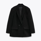 High quality autumn and winter new women's commuting loose fitting double breasted casual suit jacket large suit 3
