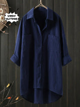 Elegant and Youth Woman Blouses Casual Home Cotton Linen Large Size Single Breasted Commuting Style Long Sleeved Shirt 6