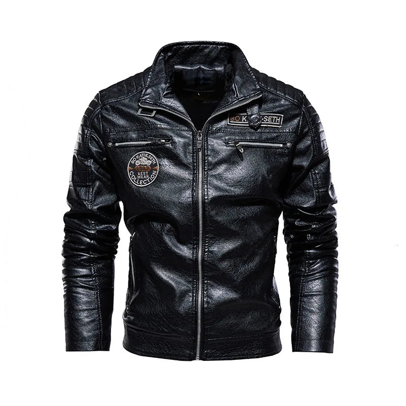 Motorcycle commuting racing suit outdoor cycling suit jacket autumn European and American tough guy lapel leather jacket 4