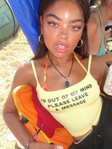 Sexy Corset Punk Grunge Yellow Camisole Top Aesthetic Streetwear Women's Print Crop Top Y2k Clothes Emo Girl Sleeveless Tank Top 5