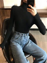 2024 Autumn Winter Thick Sweater Women Knitted Ribbed Pullover Sweater Long Sleeve Turtleneck Slim Jumper Soft Warm Pull Femme 12