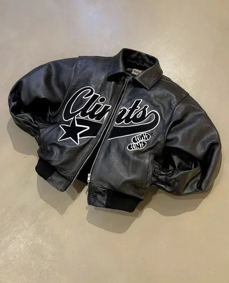Jackets Y2K Coats Mens Hip Hop Leather Retro Embroidery Jacket Motorcycle Wear Leather Zipper Jacket