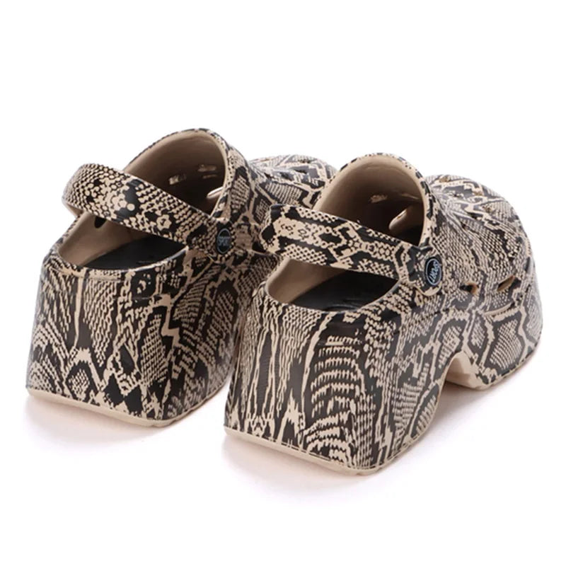 Leopard Platform Clogs for Women: Chunky Wedge Sandals with Closed Toe - Summer 2023 5