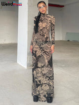 Weird-Puss-Mesh-Print-Women-Maxi-Dress-Turtleneck-Full-Sleeve-Bodycon-Autumn-Trendy-Hipsters-High-Street