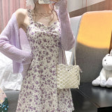 Dresses Woman Summer 2022 Party Sleeveless Y2k Sling Sexy Casual Aesthetic Floral Print Midi High Waist Harajuku Female Clothing 4