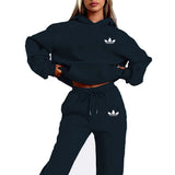 Letter Printed Women Hoodie set Street Hip Hop Clothing Casual Female 2pcs Clothing Plush sweatshirt Perfect for Outdoor 3