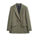 Tailored Double-Breasted Office Blazer