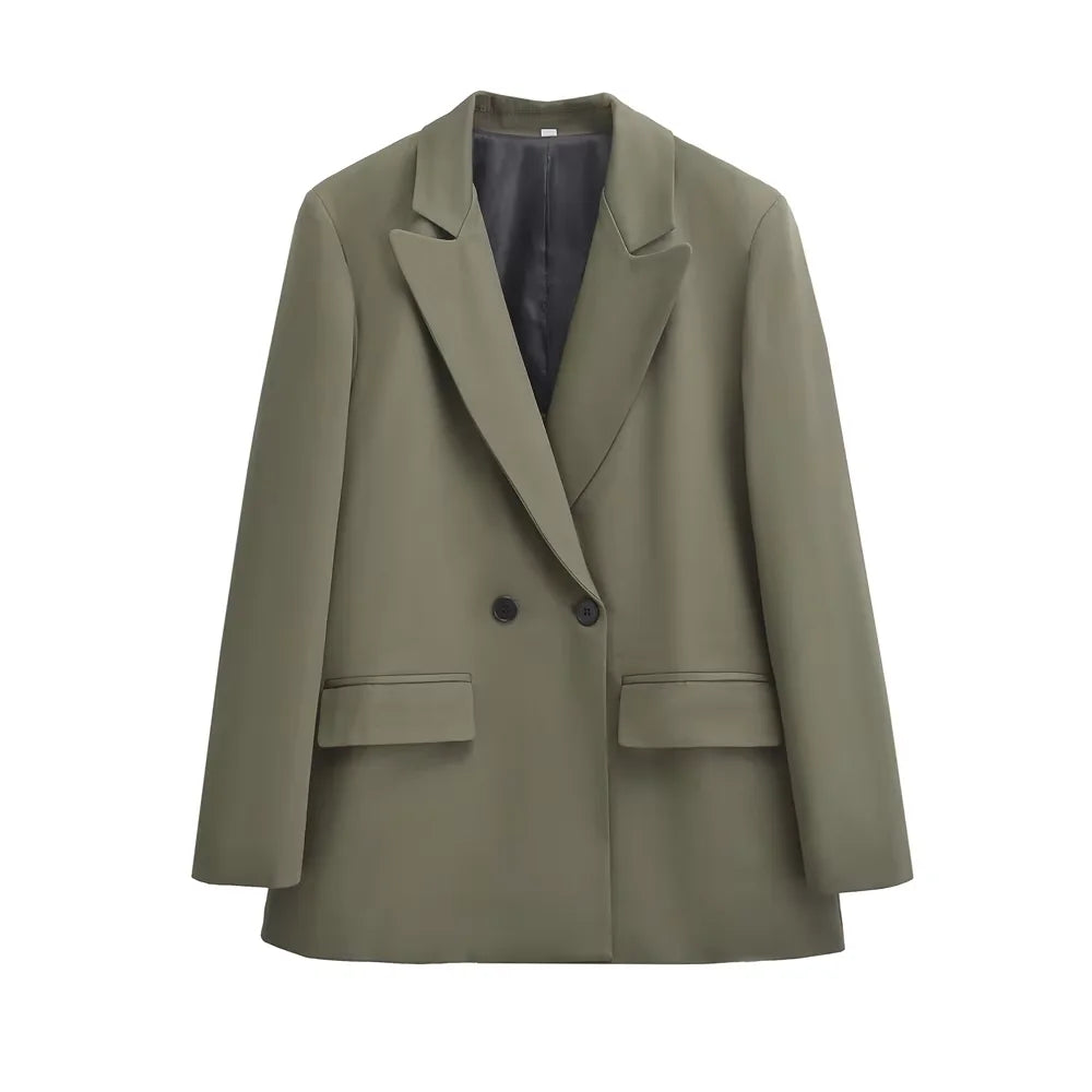 Tailored Double-Breasted Office Blazer