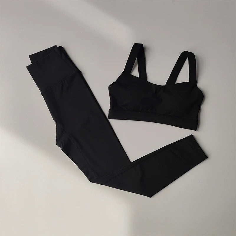 2PCS Yoga Set Women Fitness Suit Set Sports Bras High Waisted Running Suit Fast Drying Leggings Advanced Fitness Suit 4