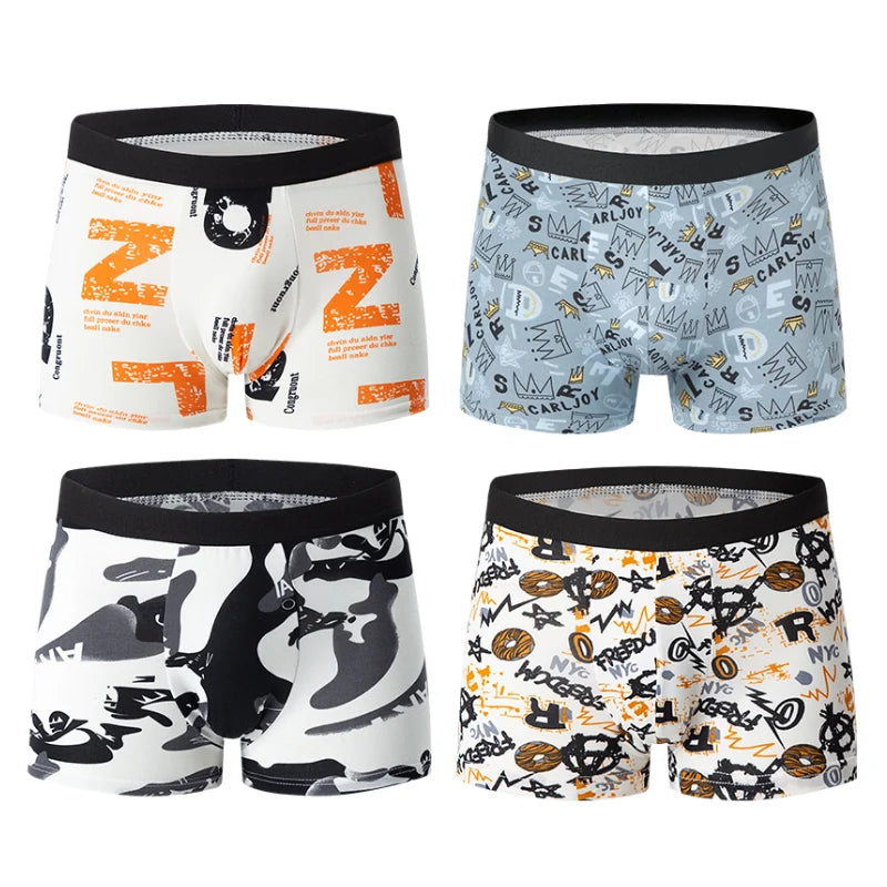 4-Pack Men's Fashion Printed Underwear: Breathable Boxers, Plus Size Options (Up to 6XL) 2