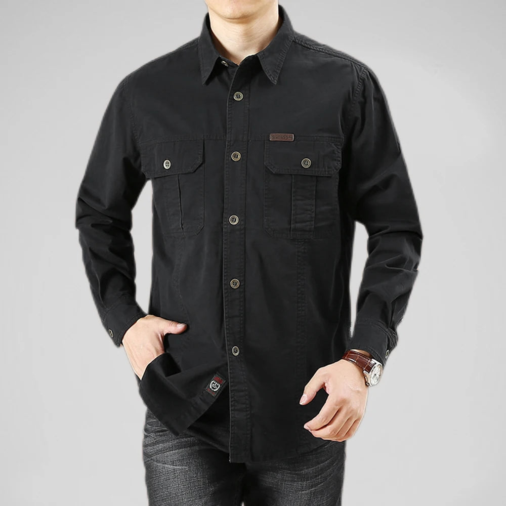 Men's 100% Cotton Multi-Pocket Cargo Shirt
