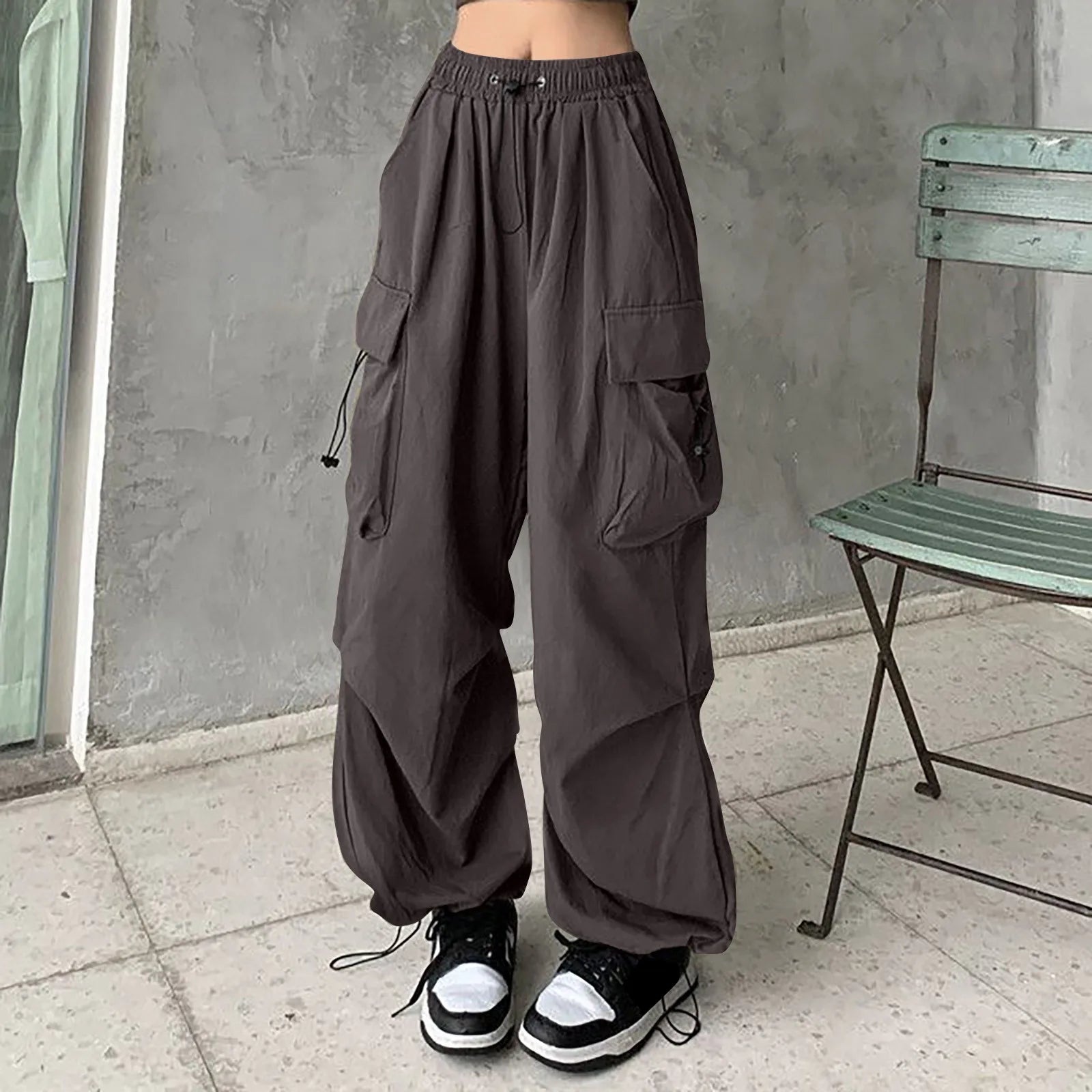Women Pants Casual Low Waist Drawstring Sweatpant Solid Drawstring Parachute Trousers Oversized Pants Jogger Women'S Pants 4