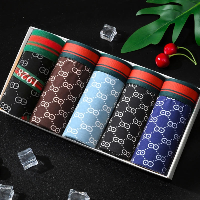 Men’s Printed Comfort Boxer Briefs (5-Piece Set)