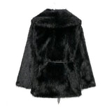 Women's Belt Decoration Collar Solid Color Medium Long Coat Autumn/Winter New Long Sleeve Loose Coat 3