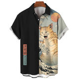Fashion-Men-s-Clothing-Cool-Samurai-Cat-Tops-Summer-New-Men-s-Clothing-Casual-Short-Sleeved