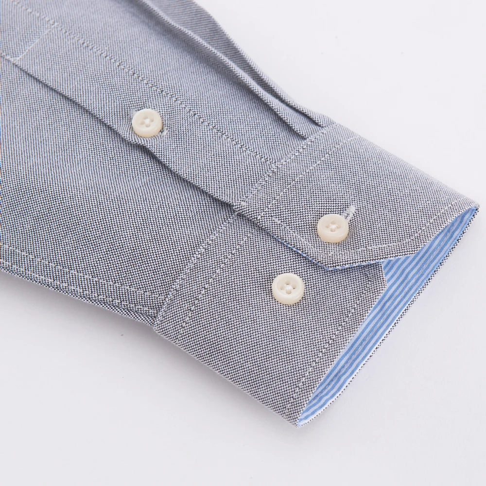 Men's Long Sleeve Oxford Work Shirt, Single Pocket, Embroidered Casual Button-Down 4