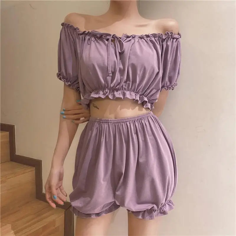 Pajama Sets Women Sexy Female Nightwear Casual Summer Hot Sleeveless All-match Fashion Loose Sweet Students Soft Comfortable 2