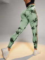 Women's Seamless Hollow Out Tie-Dye High-Elastic Compression Workout Leggings, For Yoga & Fitness 2