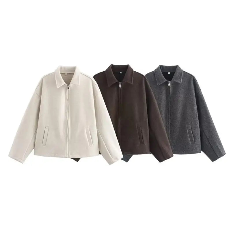 Autumn Jackets Women's 2025 New Coats Chic Loose Lapel Warm Street Women's Jackets Simple Casual Joker Youth Outerwear 6