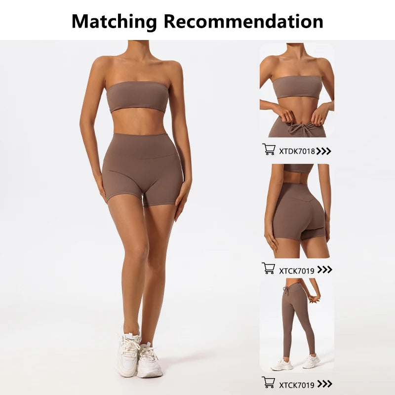 Ctenkevet Two Piece Fitness Sports Set Women Workout Yoga Outfit Strapless Bra Woman 2Ps Gym Crop Top Deportivos Mujer Gym Suits 3