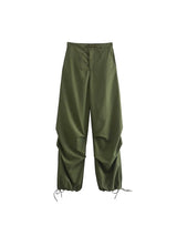 Women Fashion Parachute Cargo Pants Vintage Jogging Trousers High Elastic Waist Female Chic Lady Boot Cut 3