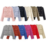 Winter New Product Women's Fashion and Casual Versatile Round Neck Flip Decoration Short Suit Coat