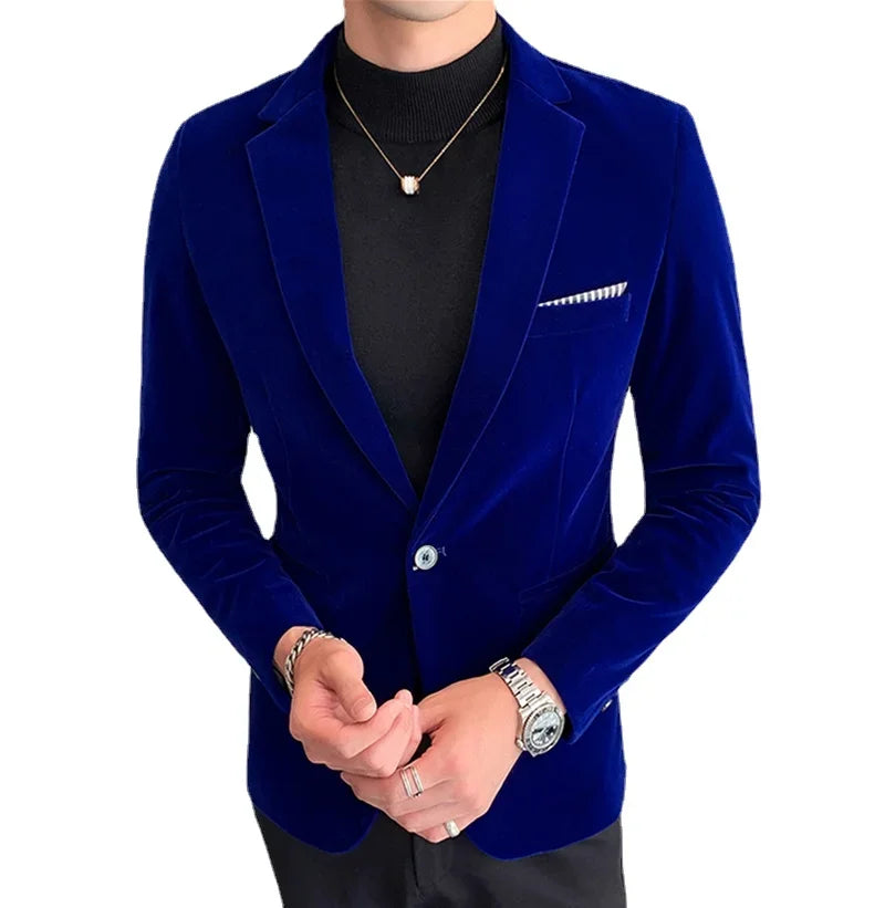 Mens Blazer Men's Fashion Business Gentleman British Style Casual Slim-fit Wedding Work Mens Blazer