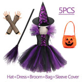 Witch Tutu Kids Halloween Costume Disguise Cosplay Carnival Party Christmas Toddler Girls Princess Dress Prom Gown Dress 5