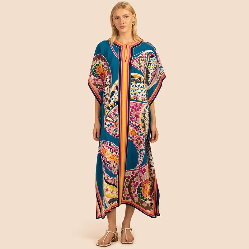 Women's Kaftan Dress | Plus Size Beach Cover Up | Summer Kimono Robe