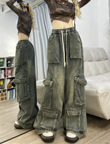 Autumn-Winter-New-Ladies-Cargo-Jeans-American-Street-Style-Baggy-Cargo-Pants-Women-Blue-Multi-pocket