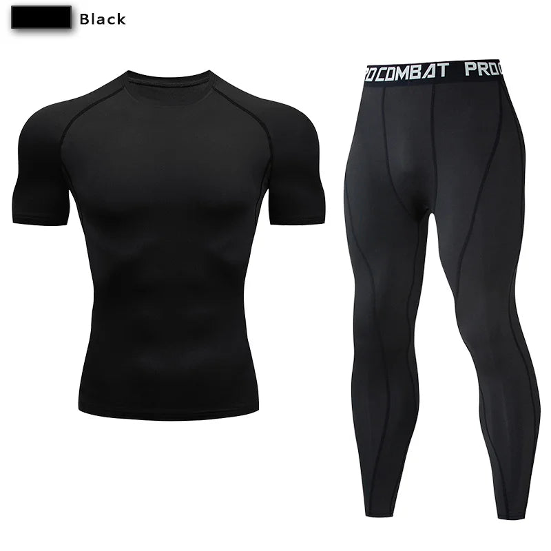 2pcs Men Compression Sportswear Suit GYM Tight Sports Yoga Sets