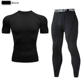 2pcs Men Compression Sportswear Suit GYM Tight Sports Yoga Sets