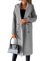 Women’s Slim-Fit Double-Breasted Wool-Blend Coat