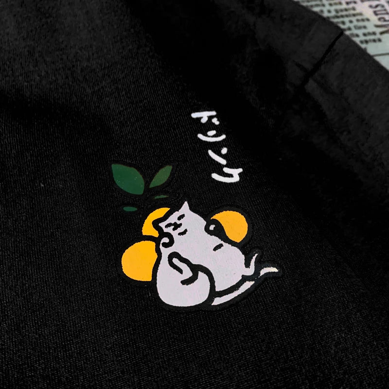 Cute Japanese Cat Print Oversized T-shirt men Women Short Sleeve Loose Casual Tee Shirt Streetwear Tops Cotton Harajuku Clothing 3