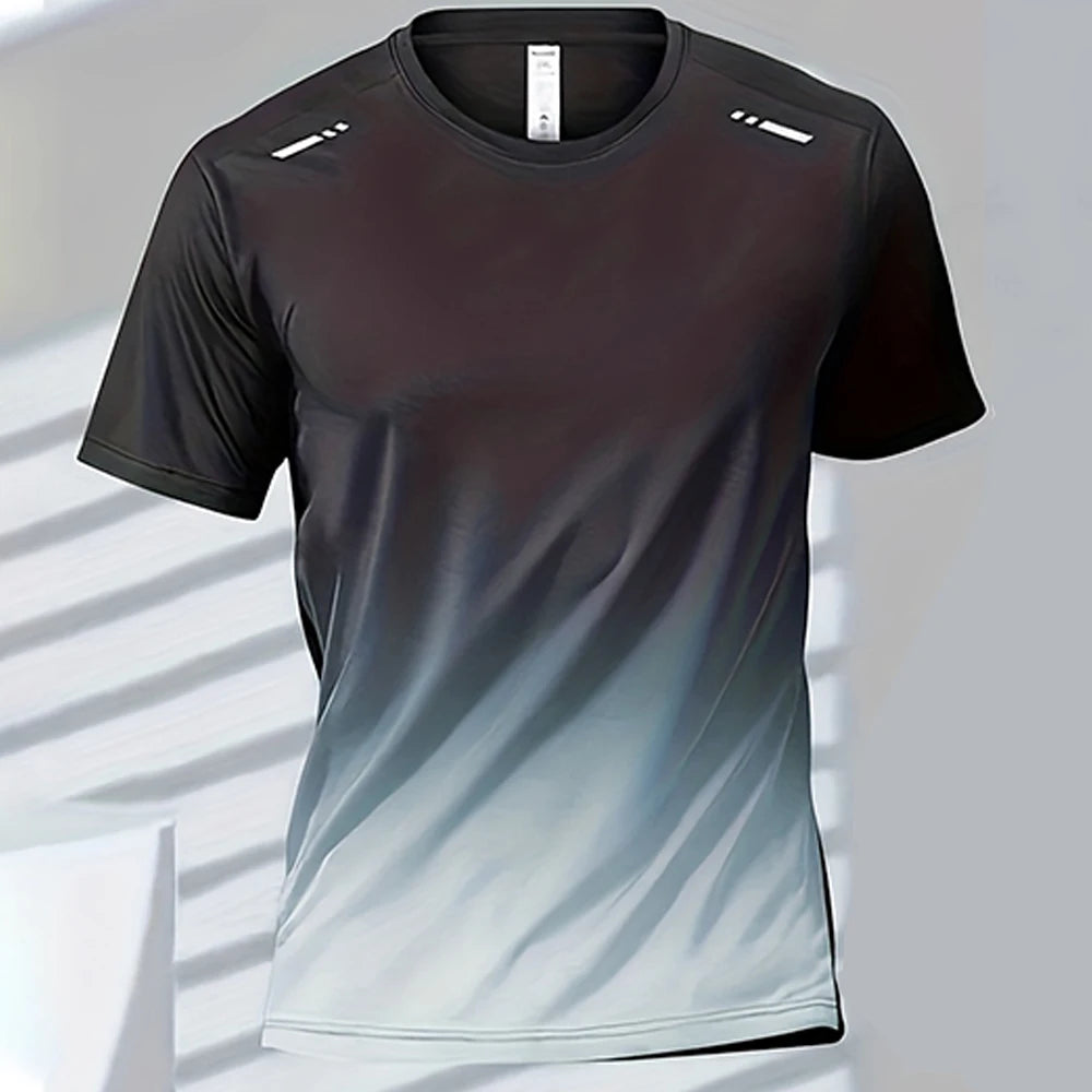 Men's T-shirts Sports T-shirt Quick-drying Gradient Short Sleeve Tees Outdoor Workout Basketball Training Running men clothes 4