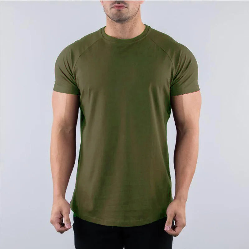 Men's Summer Skinny Casual T-Shirt Short Sleeve Tee Male Gym Fitness Sport Cotton Tops Man Running Workouts Sweatshirt Clothing 4