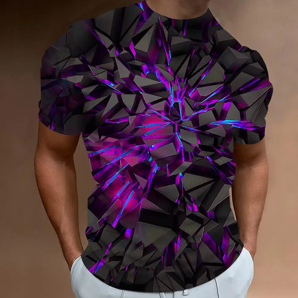 Men’s 3D Line Print Streetwear Tee