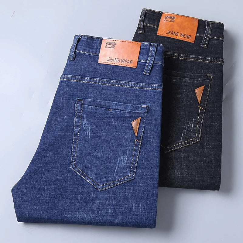 Men Fashion Straight Jeans Men 2024 New Stretch Slim Fit Pants Comfortable Soft Business Denim Trousers Male Brand Clothing 6