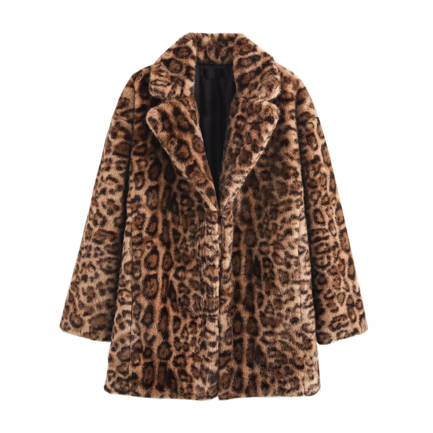 women's coat jacket long sleeved lapel animal print with pockets autumn new coat jacket