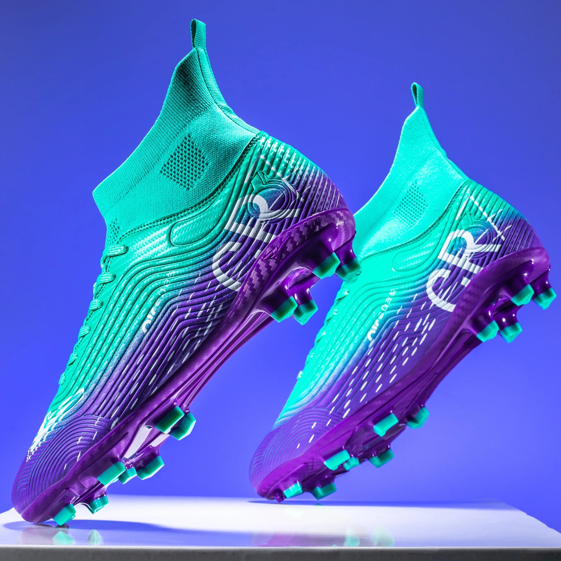 Football Cleats Men, Indoor Outdoor High Top Soccer Shoes Lightweight Shock Resistant Training Boots, Anti-collision Shoe Toe 2